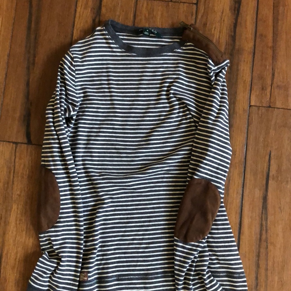 Equestrian style patched elbow and shoulder shirt